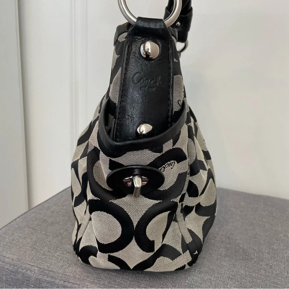 COACH Parker Op Art Slouchy Hobo Bag - Gray/Black/Silver 13427 - Picture 4 of 14